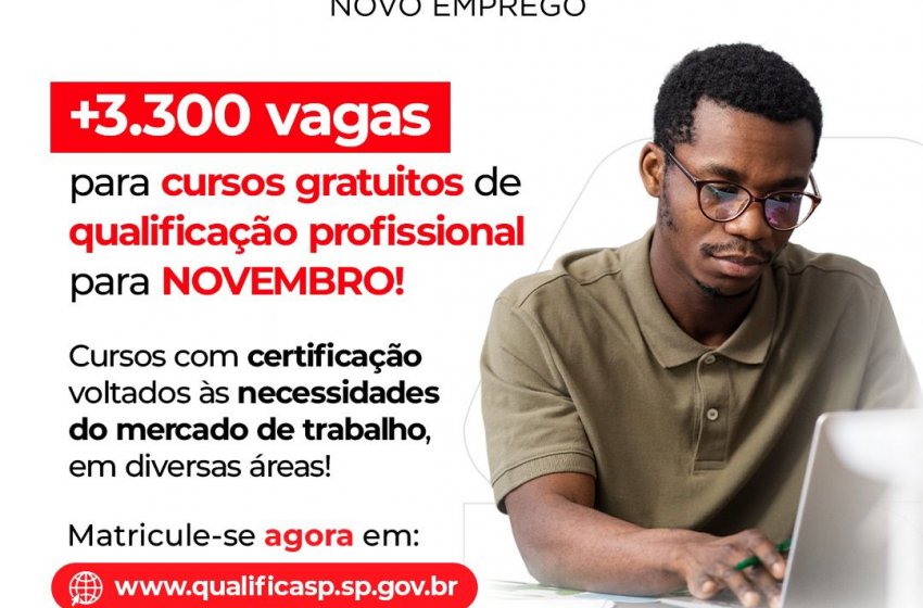 PROGRAMA ‘NOVO EMPREGO’ OFERECE CURSOS GRATUITOS DE QUALIFICAÇÃO PROFISSIONAL