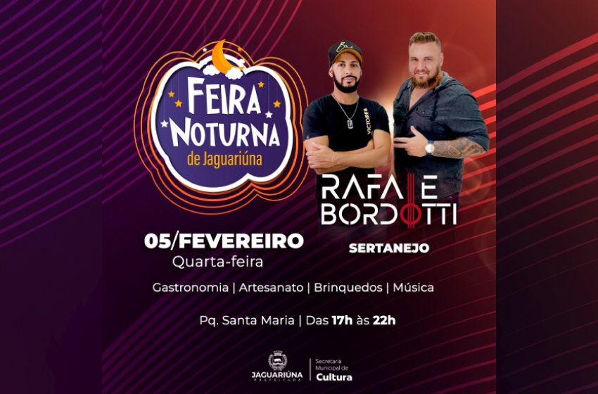 SERTANEJO É ATRAÇÃO MUSICAL DE HOJE DA FEIRA NOTURNA DE JAGUARIÚNA