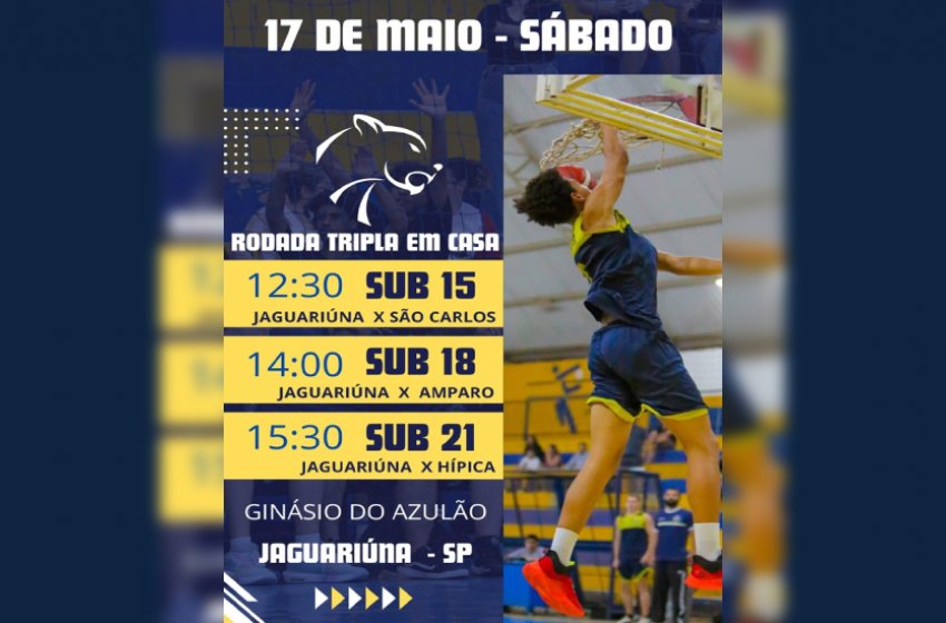 TRÊS EQUIPES JAGUARIUNENSES DE BASQUETE JOGAM SÁBADO NO AZULÃO 