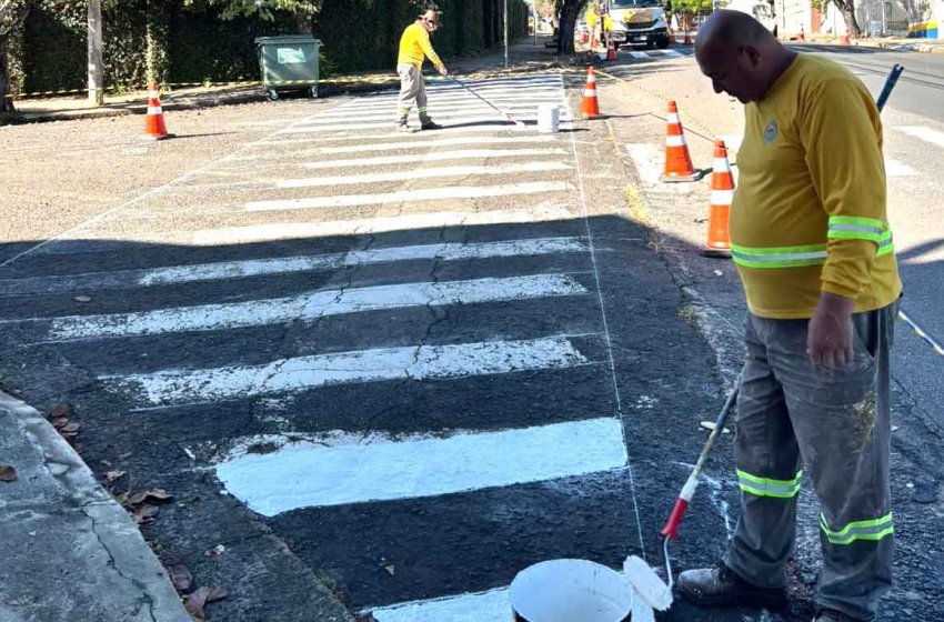 PREFEITURA REFORÇA SINALIZAÇÃO DE SOLO NO ENTORNO DO PARQUE SANTA MARIA