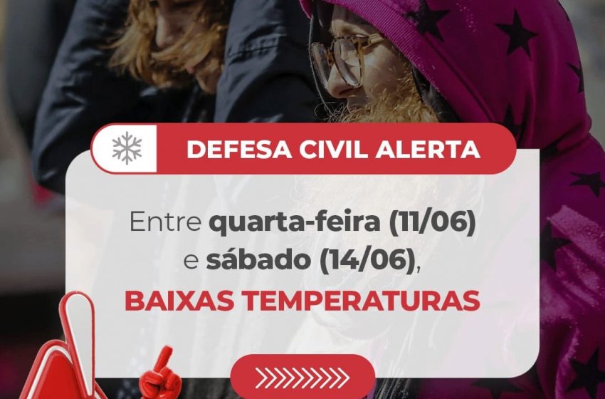 DEFESA CIVIL DE JAGUARIÚNA ALERTA PARA FRIO INTENSO ATÉ SÁBADO