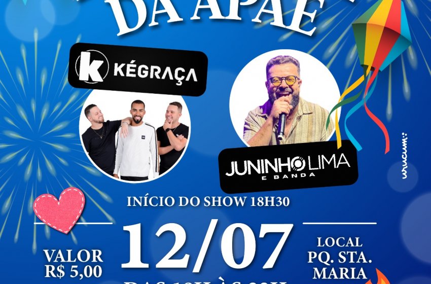 ‘ARRAIÁ DA APAE’ É NESTE SÁBADO NO PARQUE SANTA MARIA