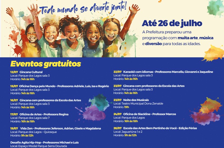 HOJE TEM FESTIVAL DE FÉRIAS NO PARQUE DOS LAGOS
