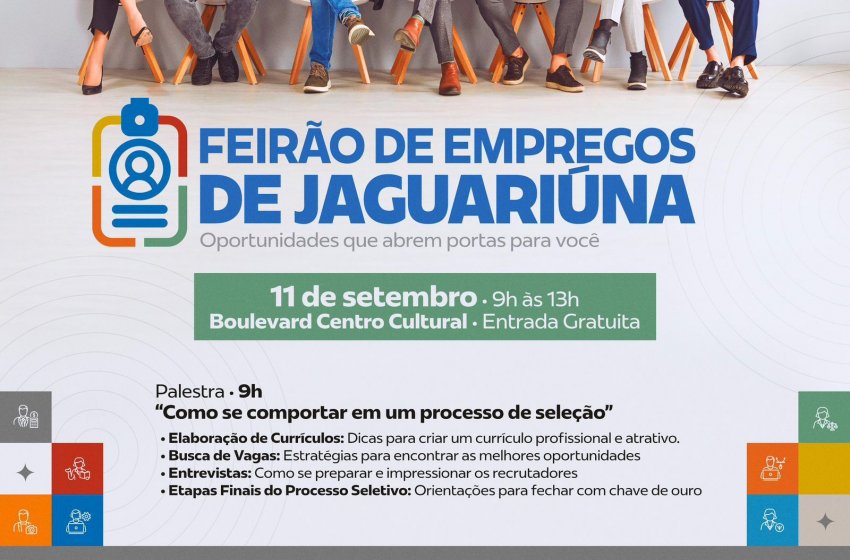 FEIRÃO DE EMPREGOS ACONTECE NO PRÓXIMO DIA 11 NO BOULEVARD  