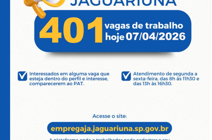 401 VAGAS DE TRABALHO NO PAT DE JAGUARIÚNA!