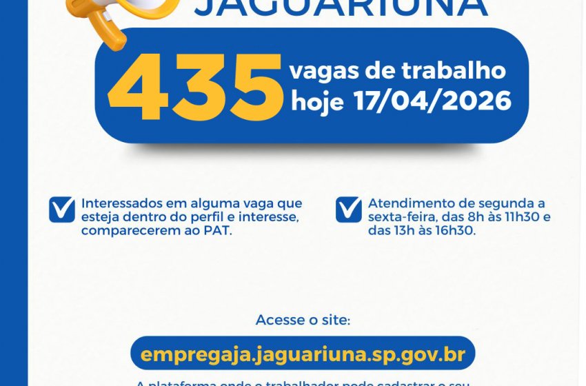 435 VAGAS DE TRABALHO NO PAT DE JAGUARIÚNA!