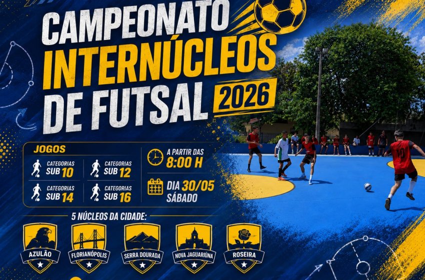 INTERNÚCLEOS DE FUTSAL PARA CRIANÇAS E ADOLESCENTES TEM INÍCIO NESTE SÁBADO