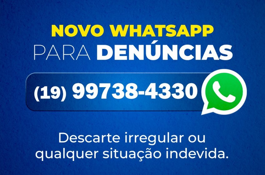 PREFEITURA DE JAGUARIÚNA DISPONIBILIZA NOVO WHATSAPP PARA DENÚNCIAS DE DESCARTE IRREGULAR